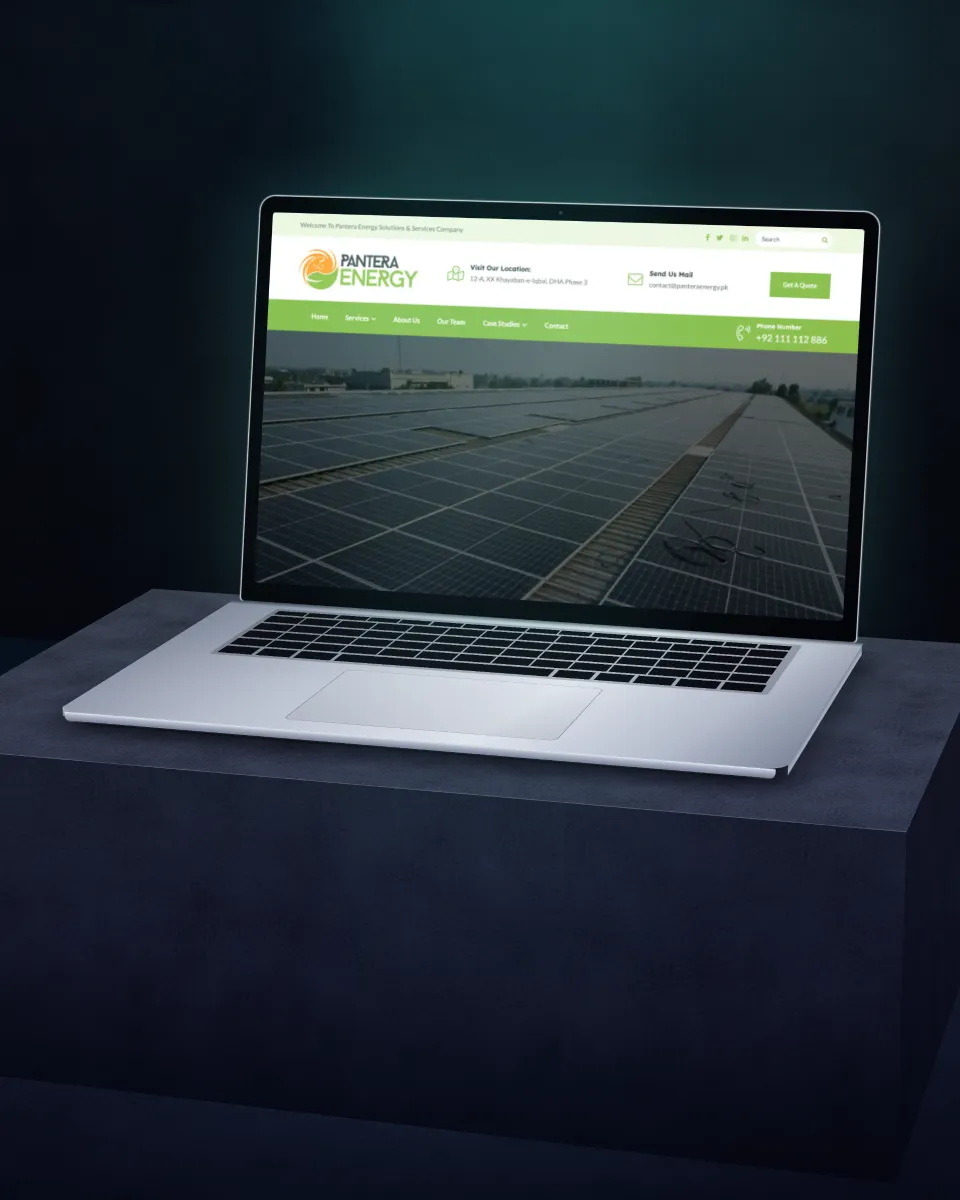 Illustration of the Pantera Energy website on a laptop