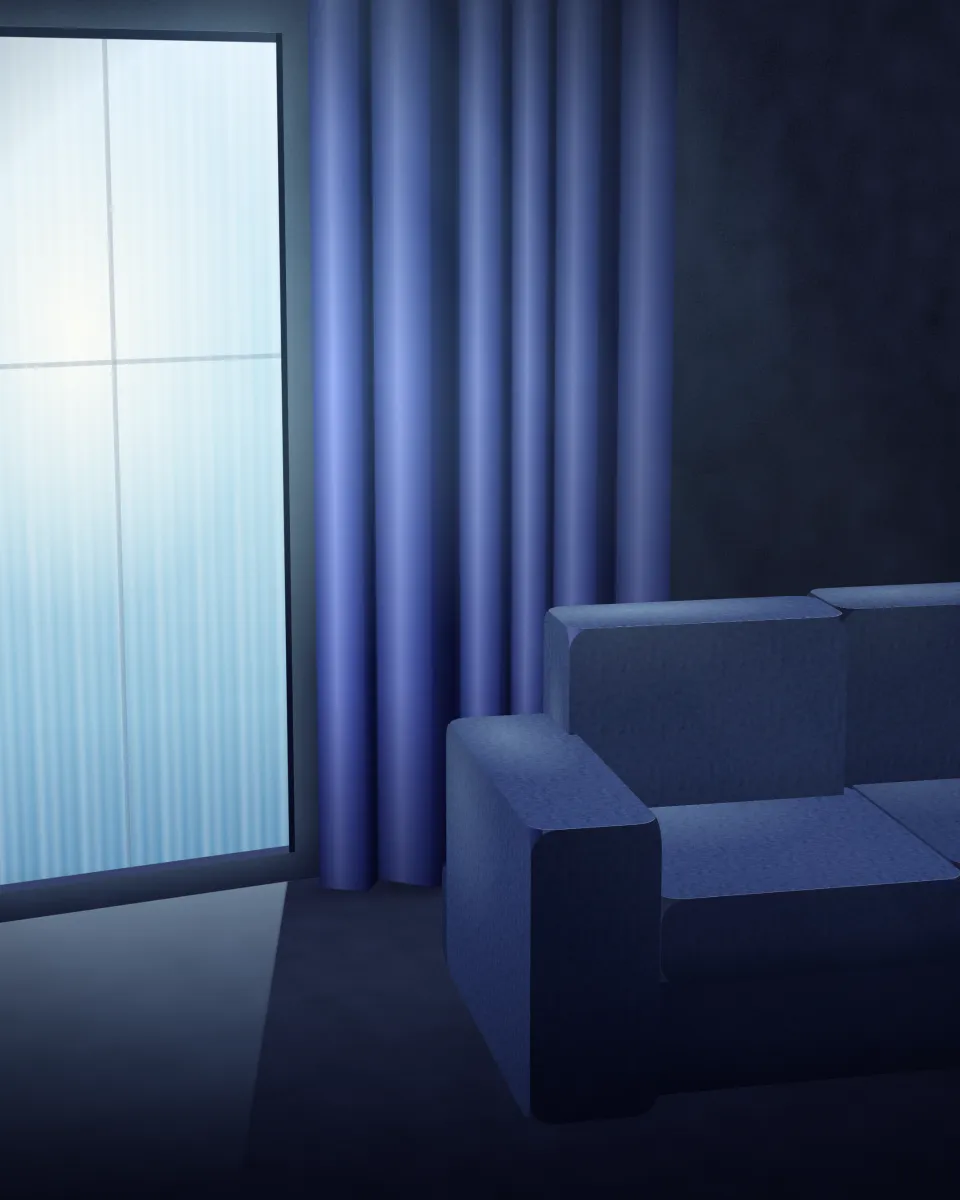 Illustration of the Premium Sofa Curtain website on a laptop